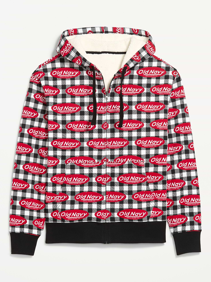 Image 4 of 4, Sherpa-Lined Logo Graphic Full-Zip Hoodie