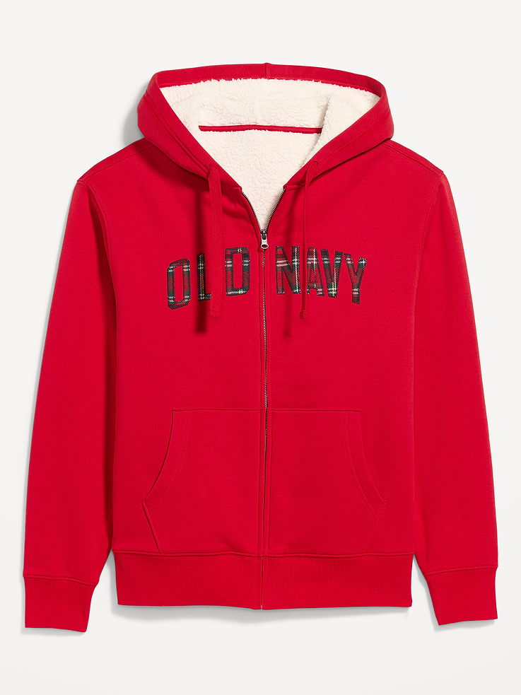 Image 4 of 4, Sherpa-Lined Logo Graphic Full-Zip Hoodie