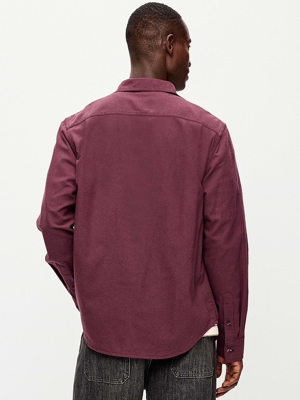 Relaxed Long-Sleeve Flannel Pocket Shirt