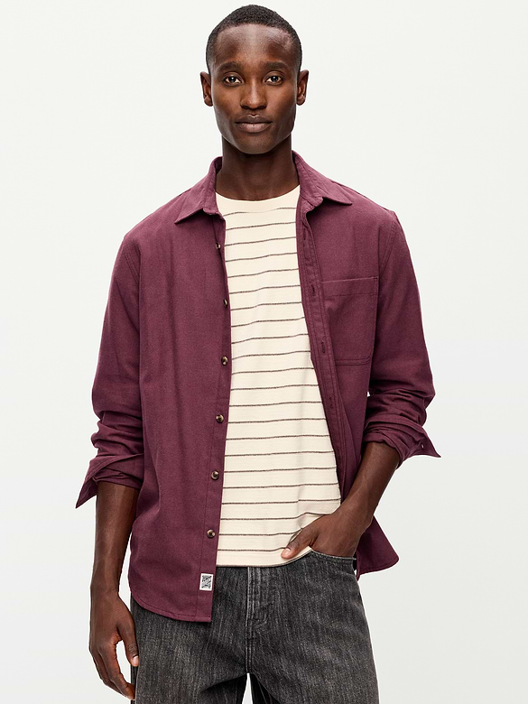 Relaxed Long-Sleeve Flannel Pocket Shirt