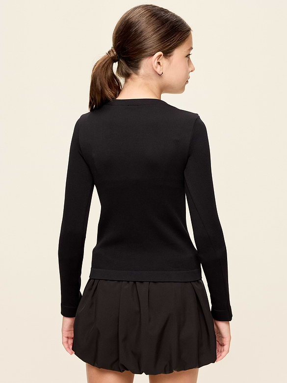 Fitted Long-Sleeve Seamless Ribbed Performance Top for Girls