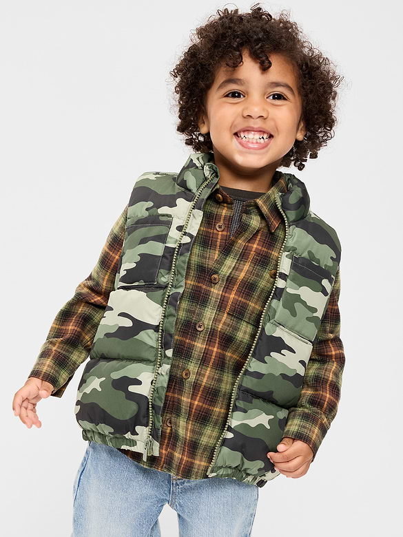 Water-Resistant Puffer Vest for Toddler Boys