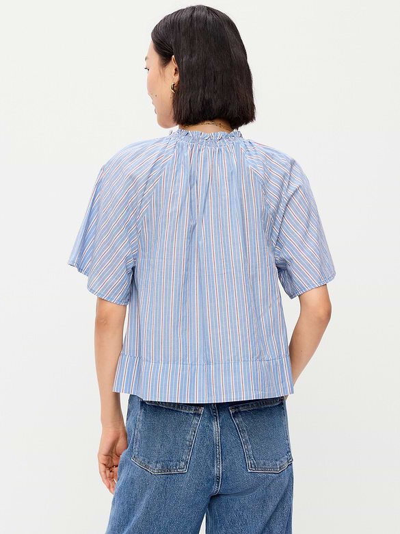 Loose Short-Sleeve Striped Top