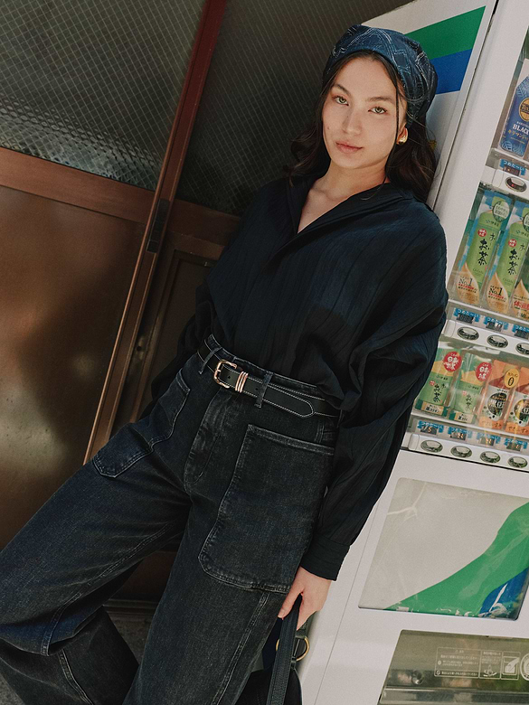 Western Leather Belt with Contrast Stitching