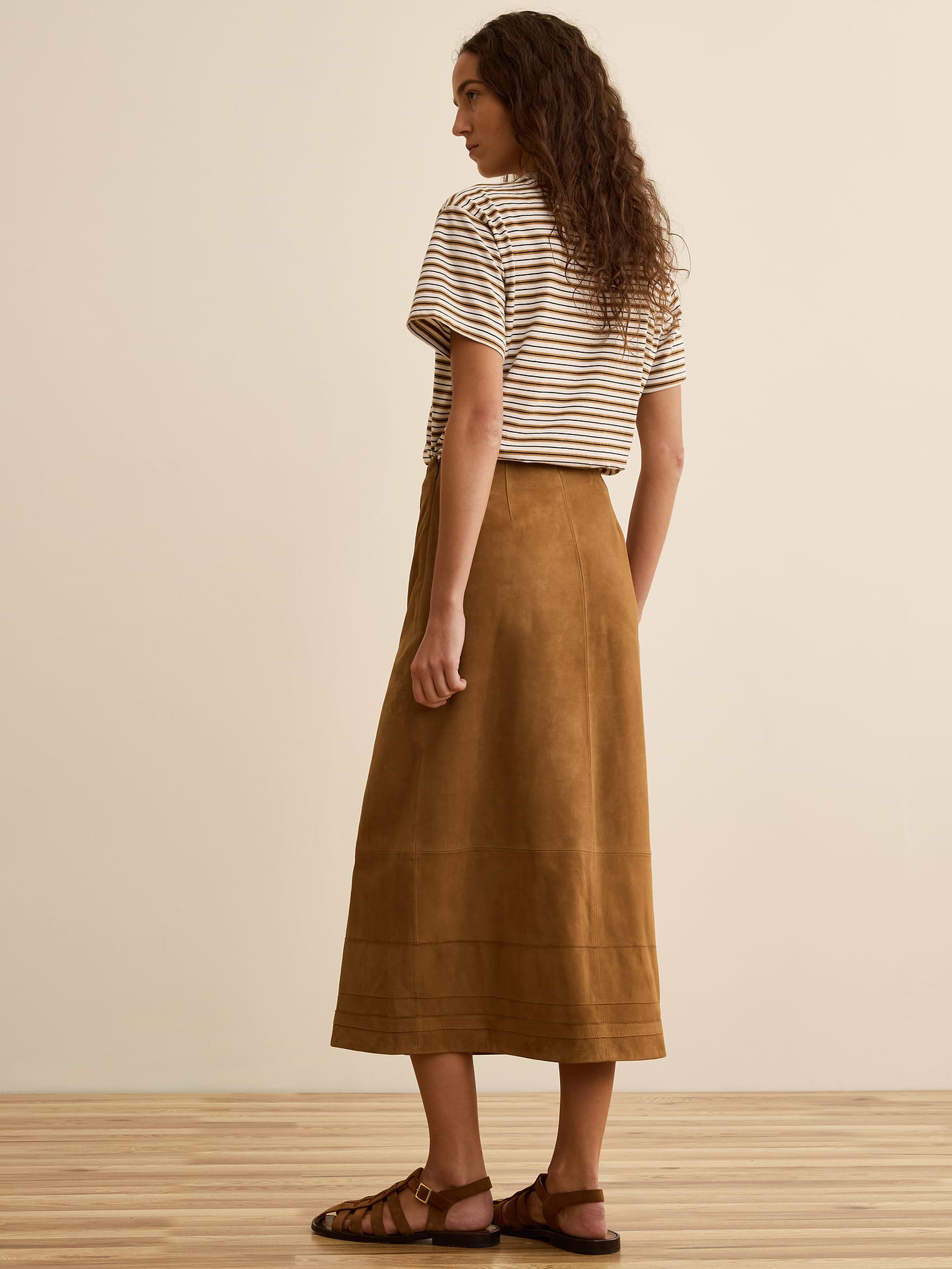 Image number 3 showing, Banana Republic x La Ligne | The Suede Wrap Midi Skirt