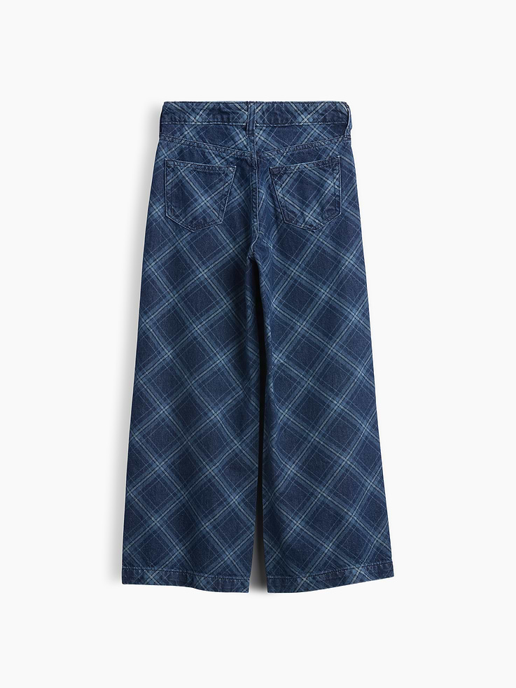 Image number 3 showing, Kids High Rise Wide-Leg Plaid Jeans