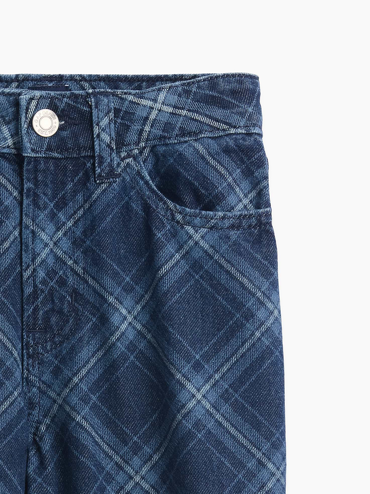 Image number 2 showing, Kids High Rise Wide-Leg Plaid Jeans