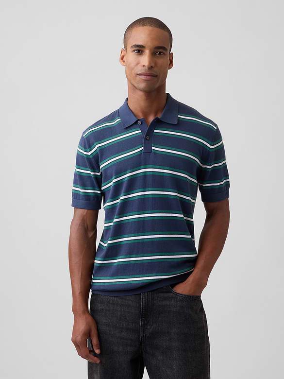Stripe Sweater Polo Shirt