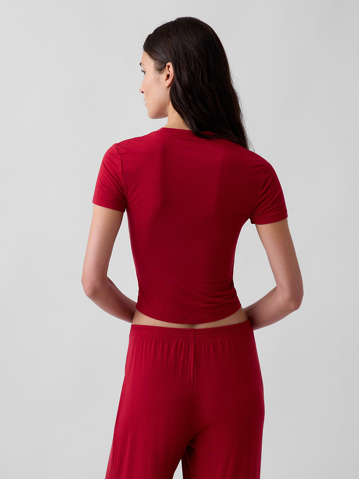 L'image numéro 2 présente T-shirt de pyjama côtelé en modal PureDouceur
