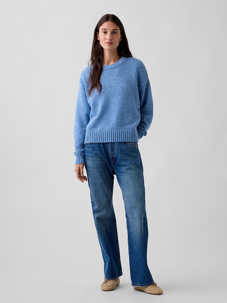 Image number 2 showing, 100% Cotton Oversized Crop Sweater