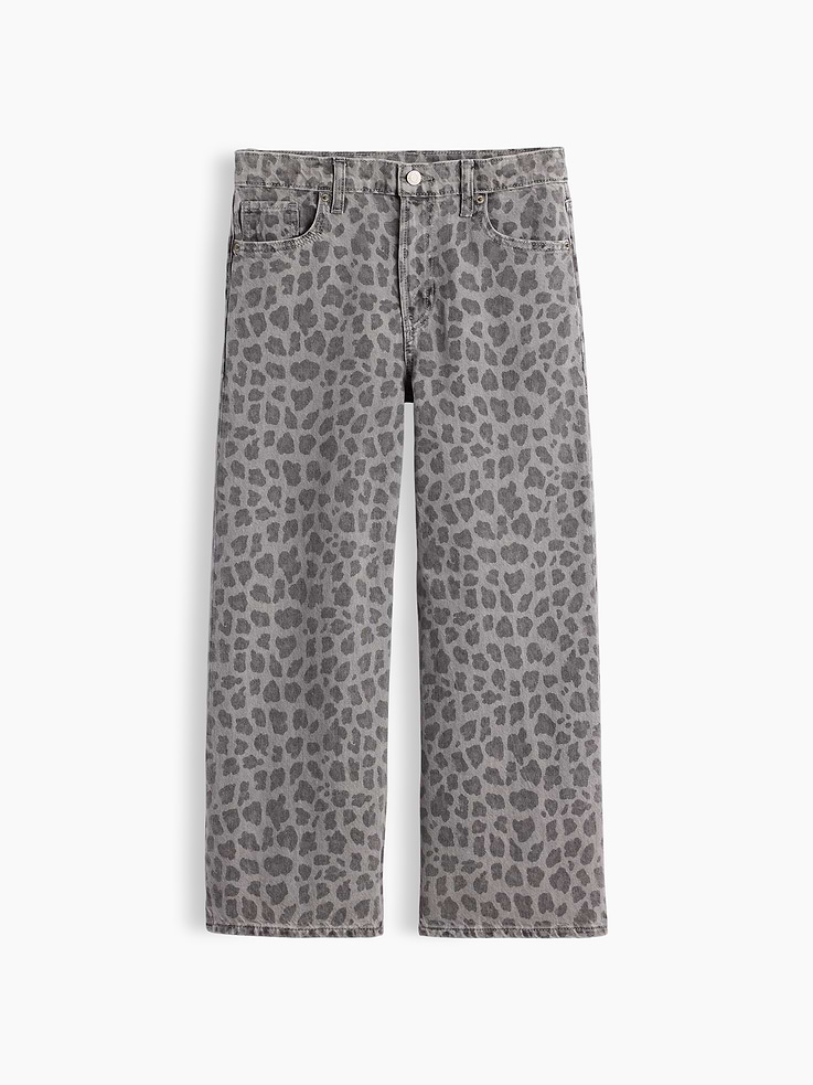 Image 2 de 7, Jean sportif jambe large à taille basse à motif léopard pour Enfant