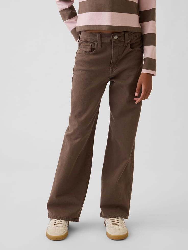 Image number 3 showing, Kids Low Rise Stride Bow Pocket Wide-Leg Jeans
