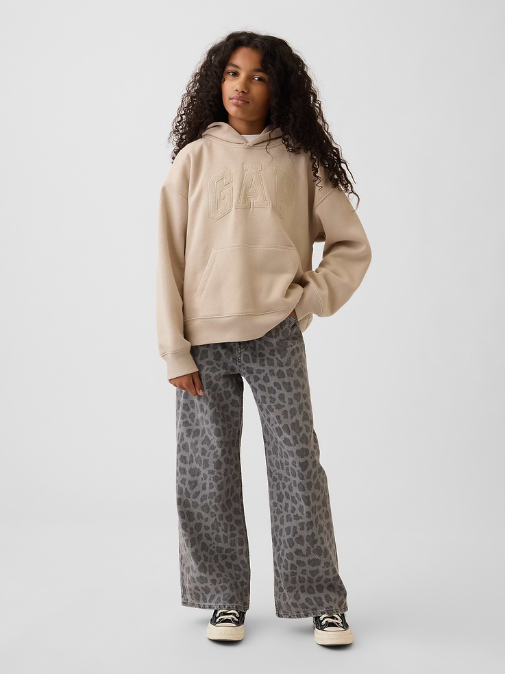 Image 5 de 7, Jean sportif jambe large à taille basse à motif léopard pour Enfant