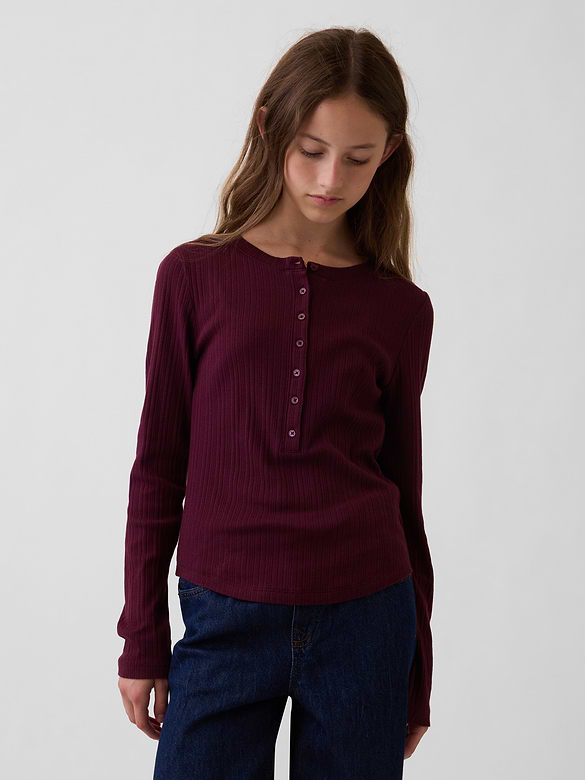 Kids Variegated Rib Henley T-Shirt