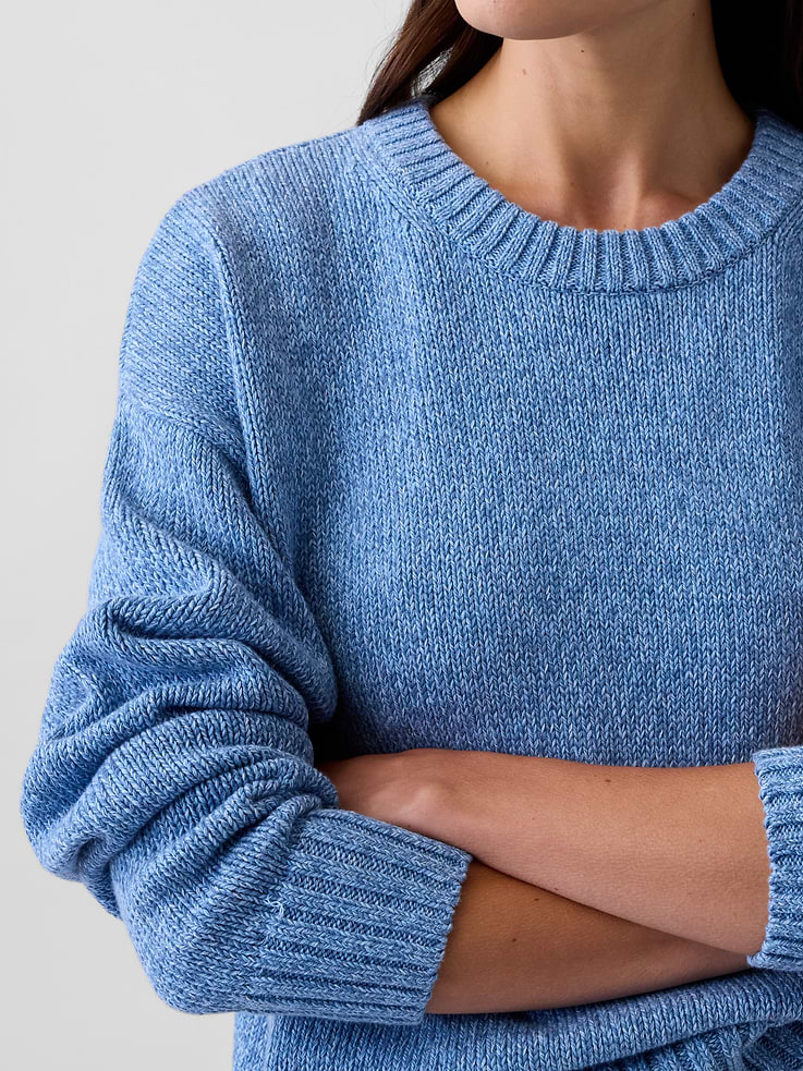 Image number 4 showing, 100% Cotton Oversized Crop Sweater
