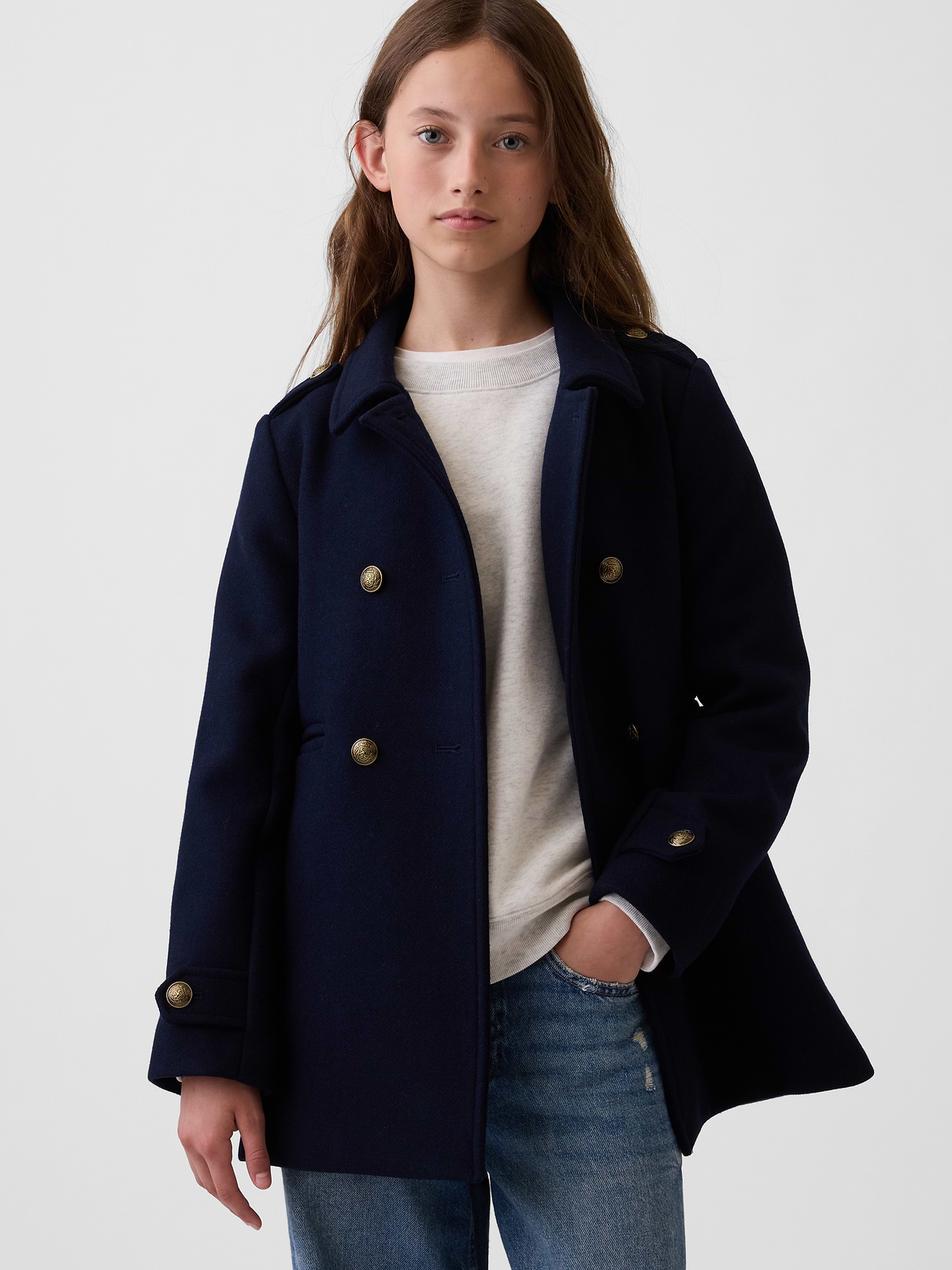 Kids Wool-Blend Peacoat