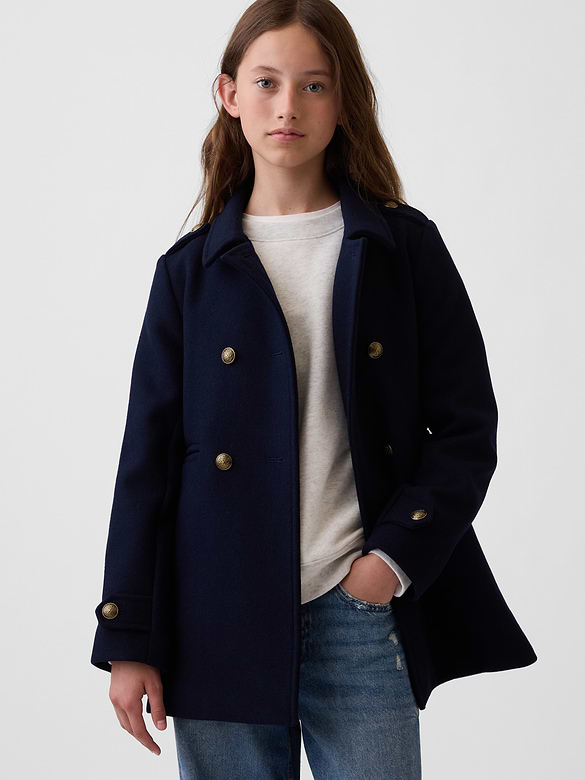 Kids Wool-Blend Peacoat