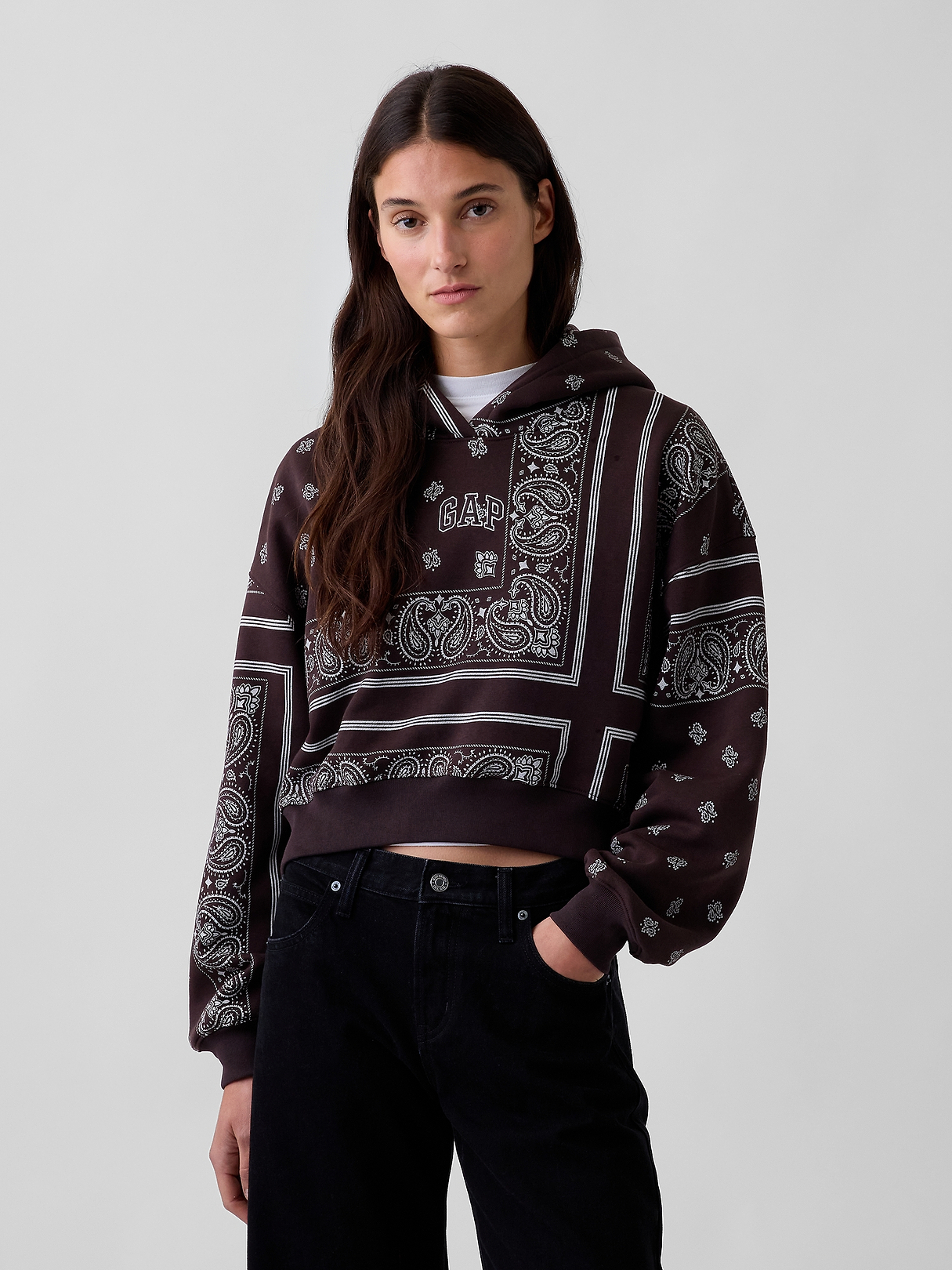 VintageSoft Oversized Crop Hoodie | Gap