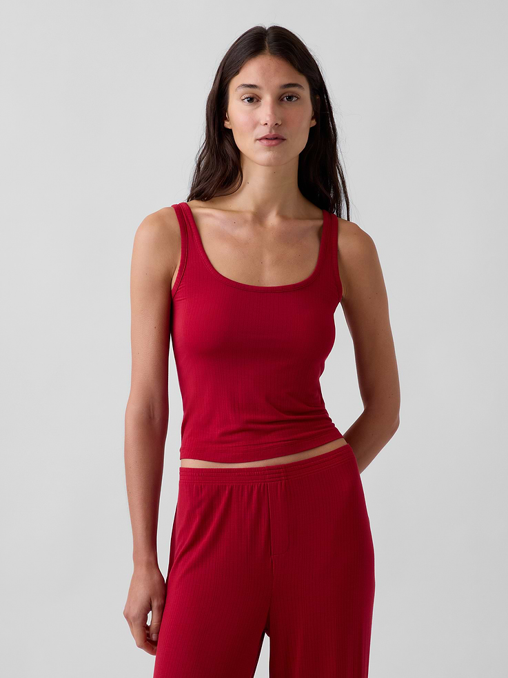 L'image numéro 1 présente Camisole de pyjama côtelée en modal PureDouceur