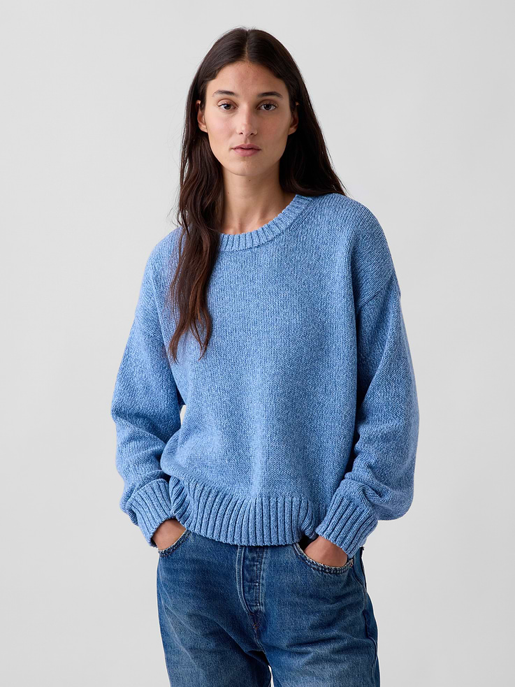 Image number 1 showing, 100% Cotton Oversized Crop Sweater
