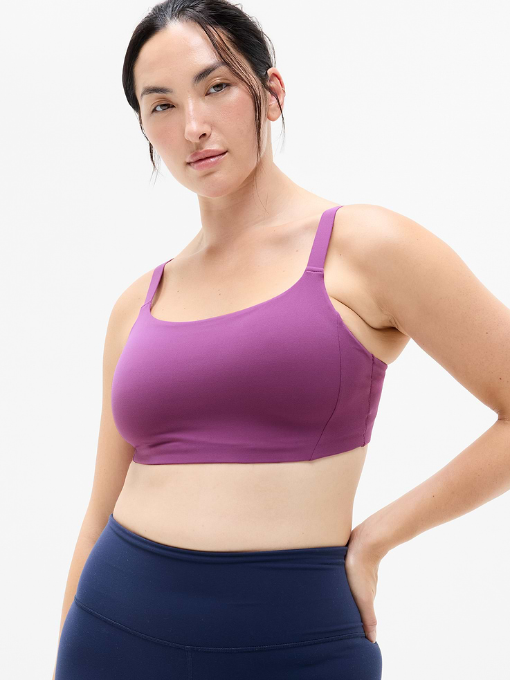 Image 1 of 5, BEST FOR STUDIO: yoga + barre + pilates, IMPACT: Light-impact workouts, best for D-DD cups, FEEL: Powervita fabric is buttery soft with support that feels like a gentle hug, FAVE: Adjustable straps for an easy custom-fit, Built-in pockets with removable pads for optional coverage, Removable pads hold their shape from wash to wear, Lined with PowerMesh for breathable, sheer-proof coverage, Product #769500