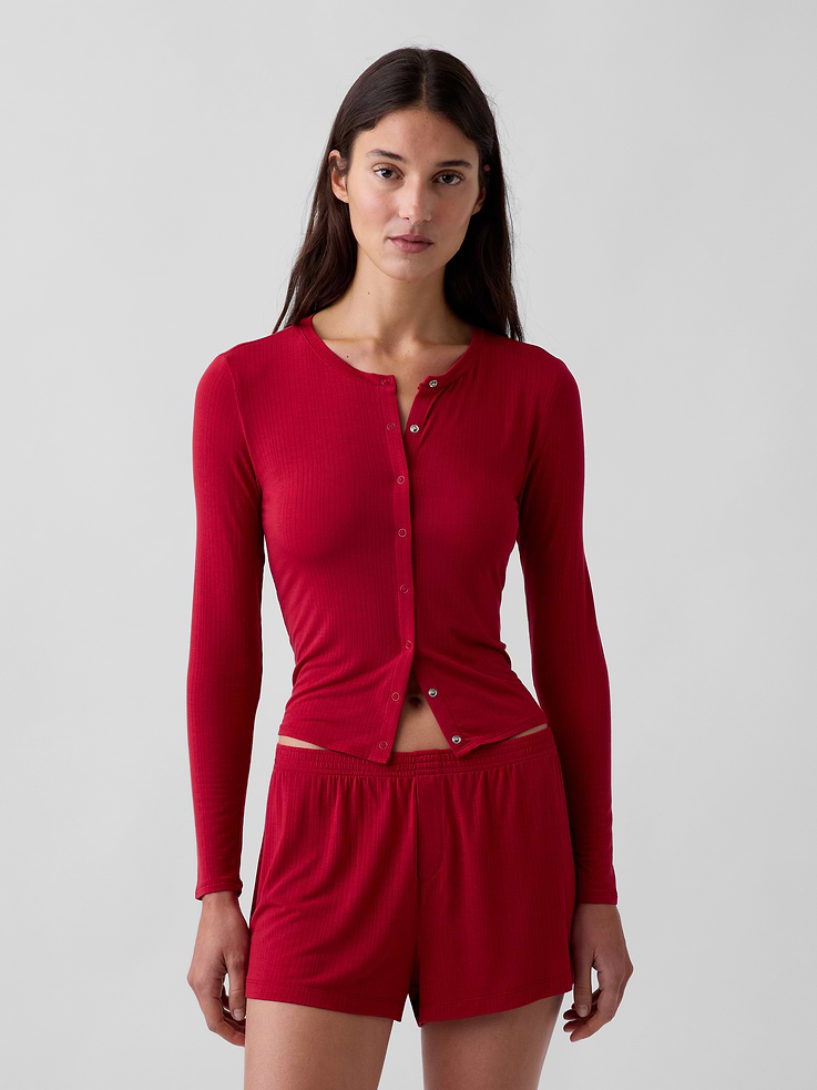 Image number 1 showing, SoftMade Modal Rib PJ Cardigan