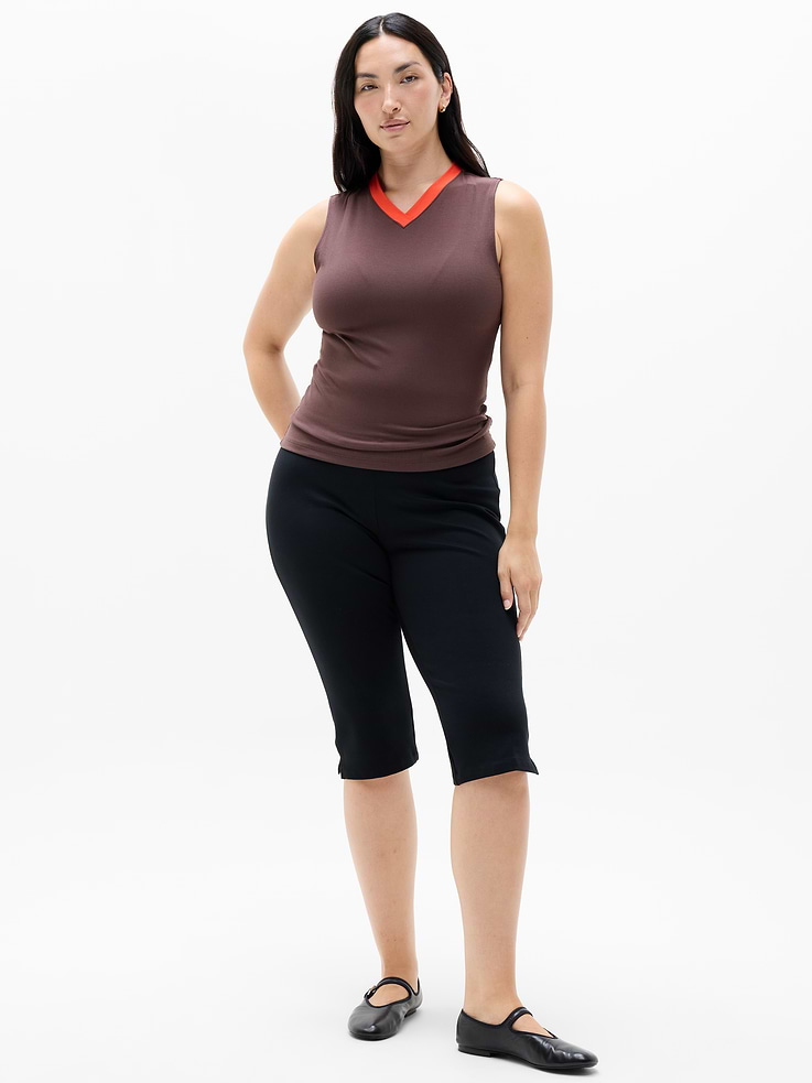 Image 3 of 4, Signature Rib V-Neck Muscle Tank