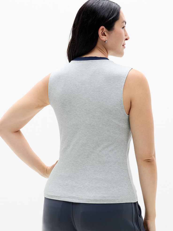 Image 5 of 5, Signature Rib V-Neck Muscle Tank