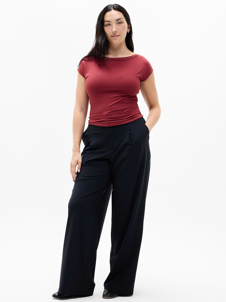 Image 5 of 7, Perfect Rib Boatneck Tee