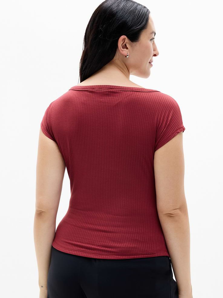 Image 6 of 7, Perfect Rib Boatneck Tee