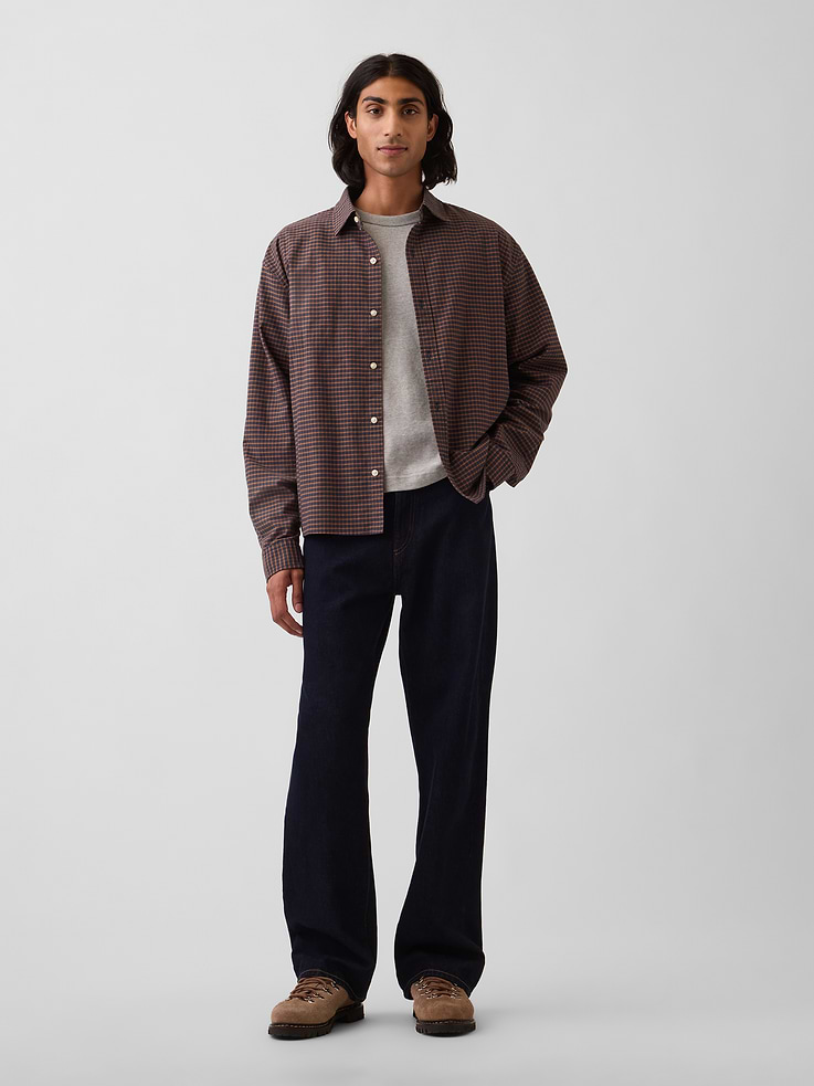 Image 2 de 5, Chemise oxford courte décontractée à ourlet droit