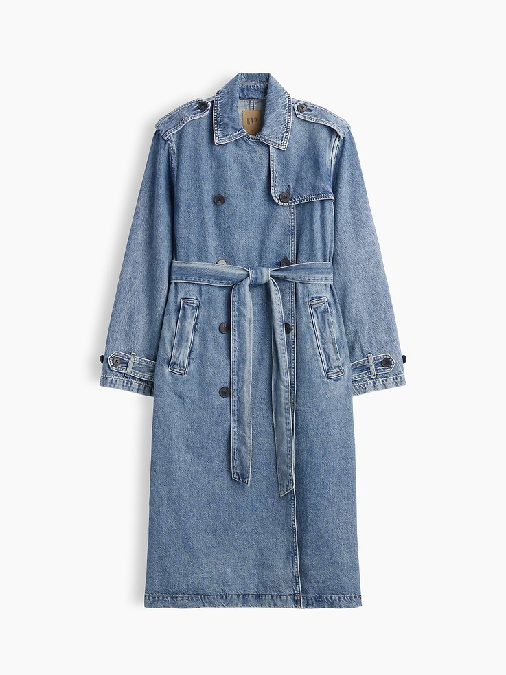L'image numéro 6 présente Trench emblématique très long en denim