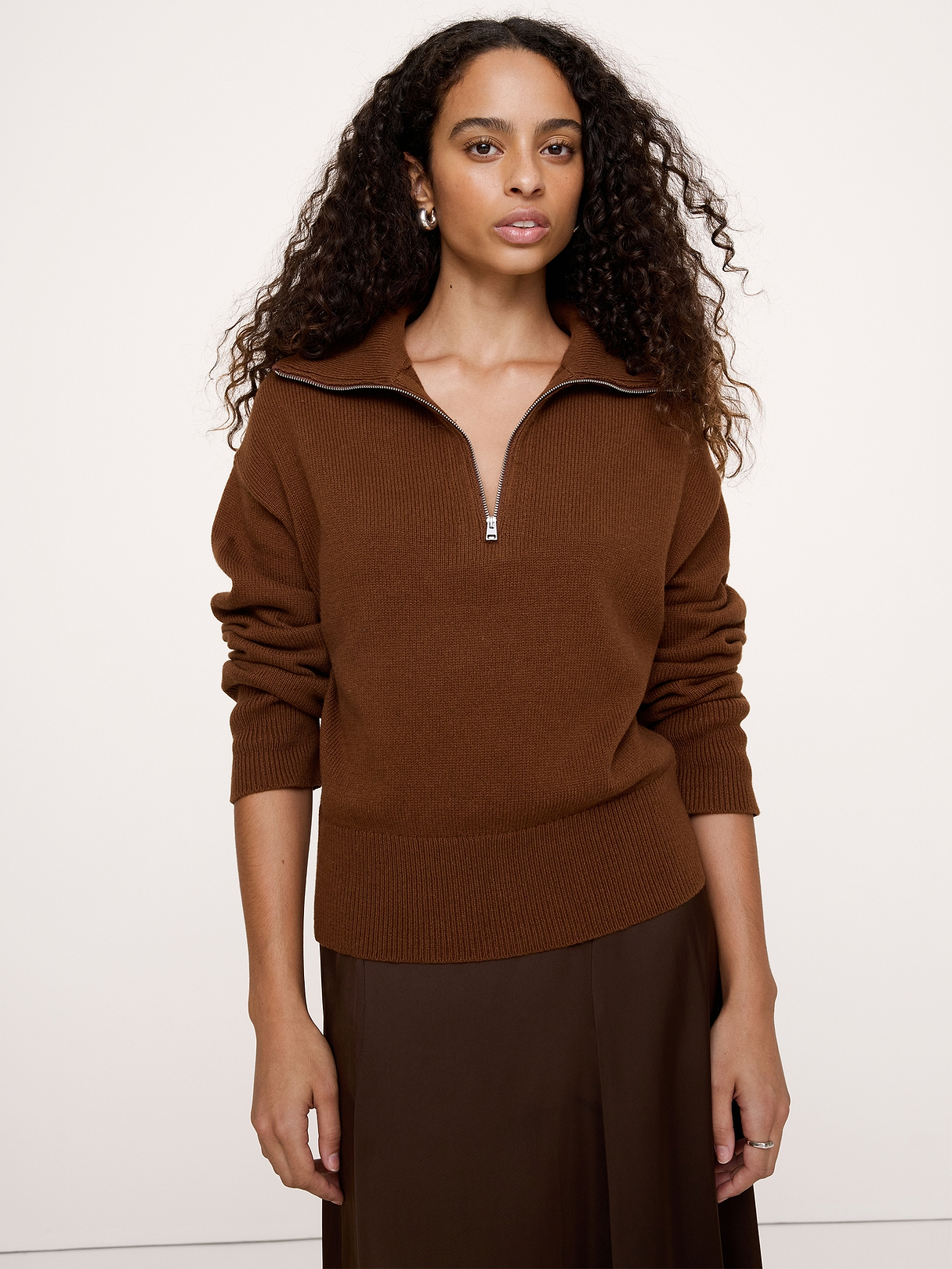 Cotton-Cashmere Half-Zip Sweater | Banana Republic