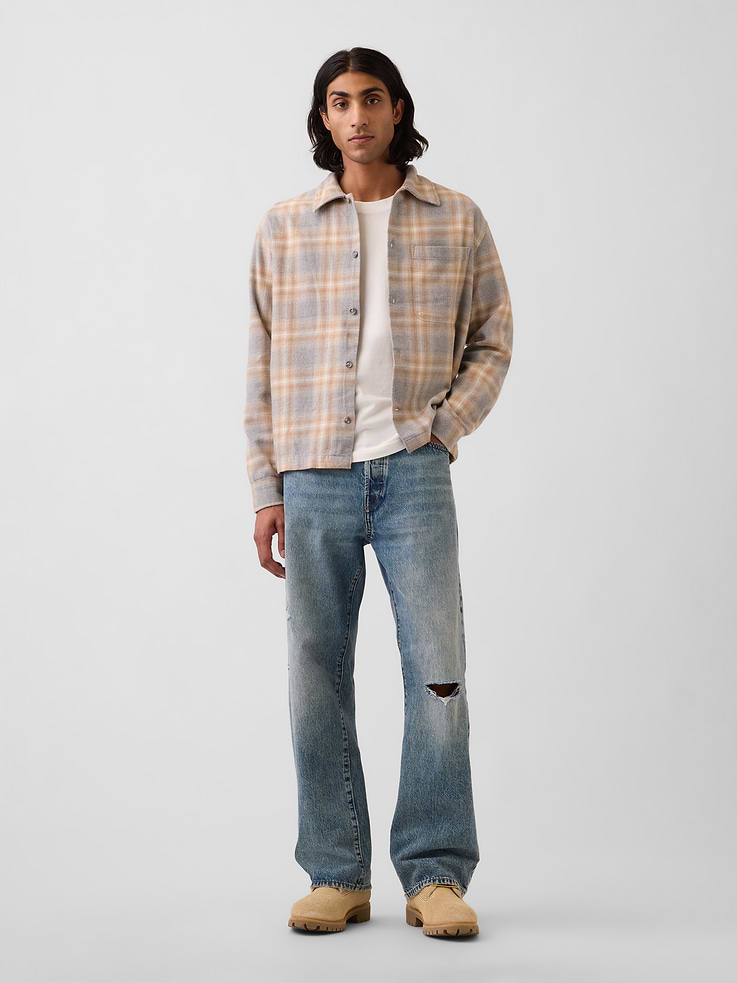 Image 2 de 5, Chemise décontractée en flanelle à ourlet droit