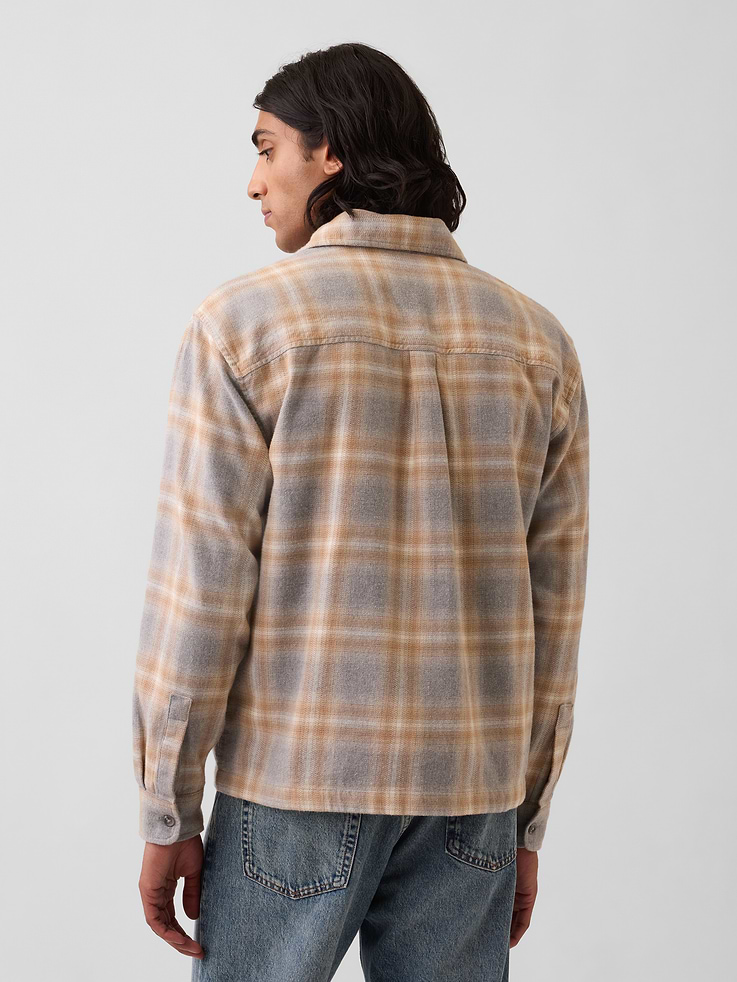Image 3 de 5, Chemise décontractée en flanelle à ourlet droit