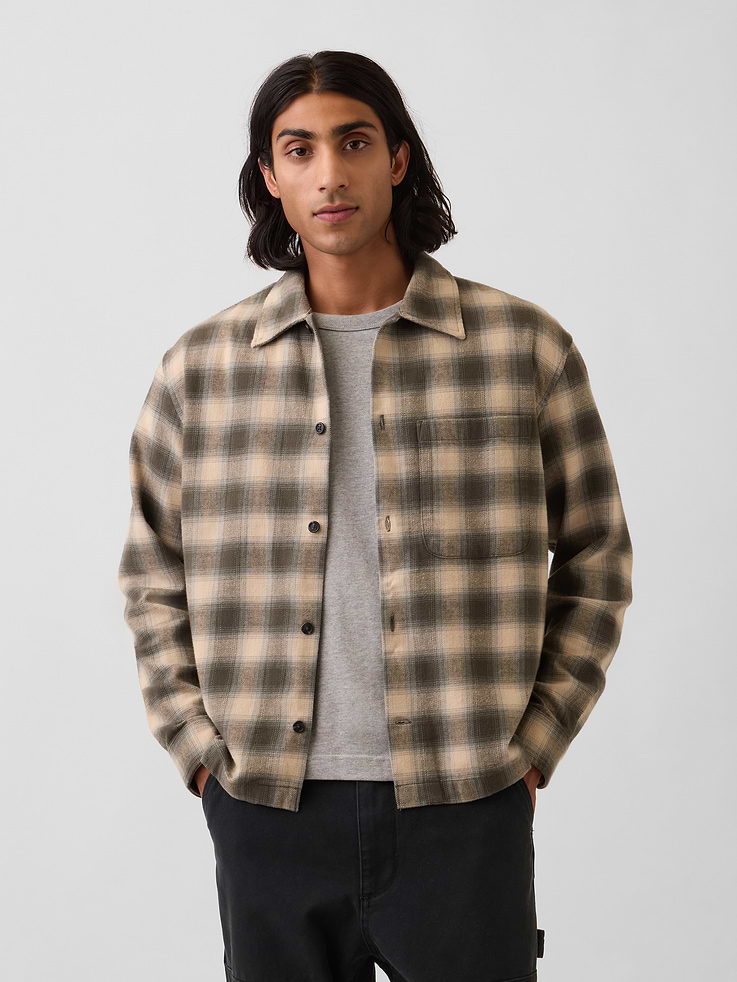 Image number 1 showing, Relaxed Straight-Hem Flannel Shirt
