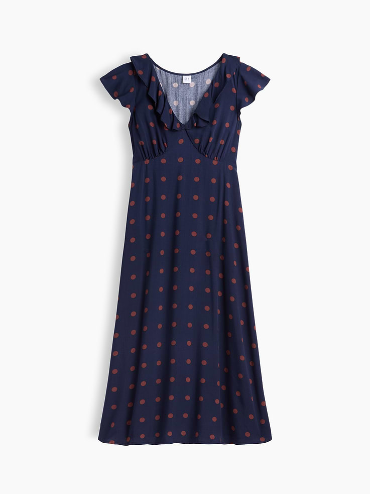 Image 4 of 4, Flutter Sleeve V-Neck Midi Dress