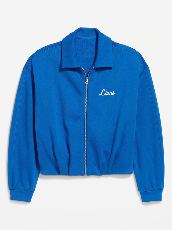 Detroit Lions Oversized Fleece Bomber Jacket for Women