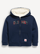 Image 2 of 3, Logo Graphic Sherpa-Lined Full-Zip Hoodie for Boys