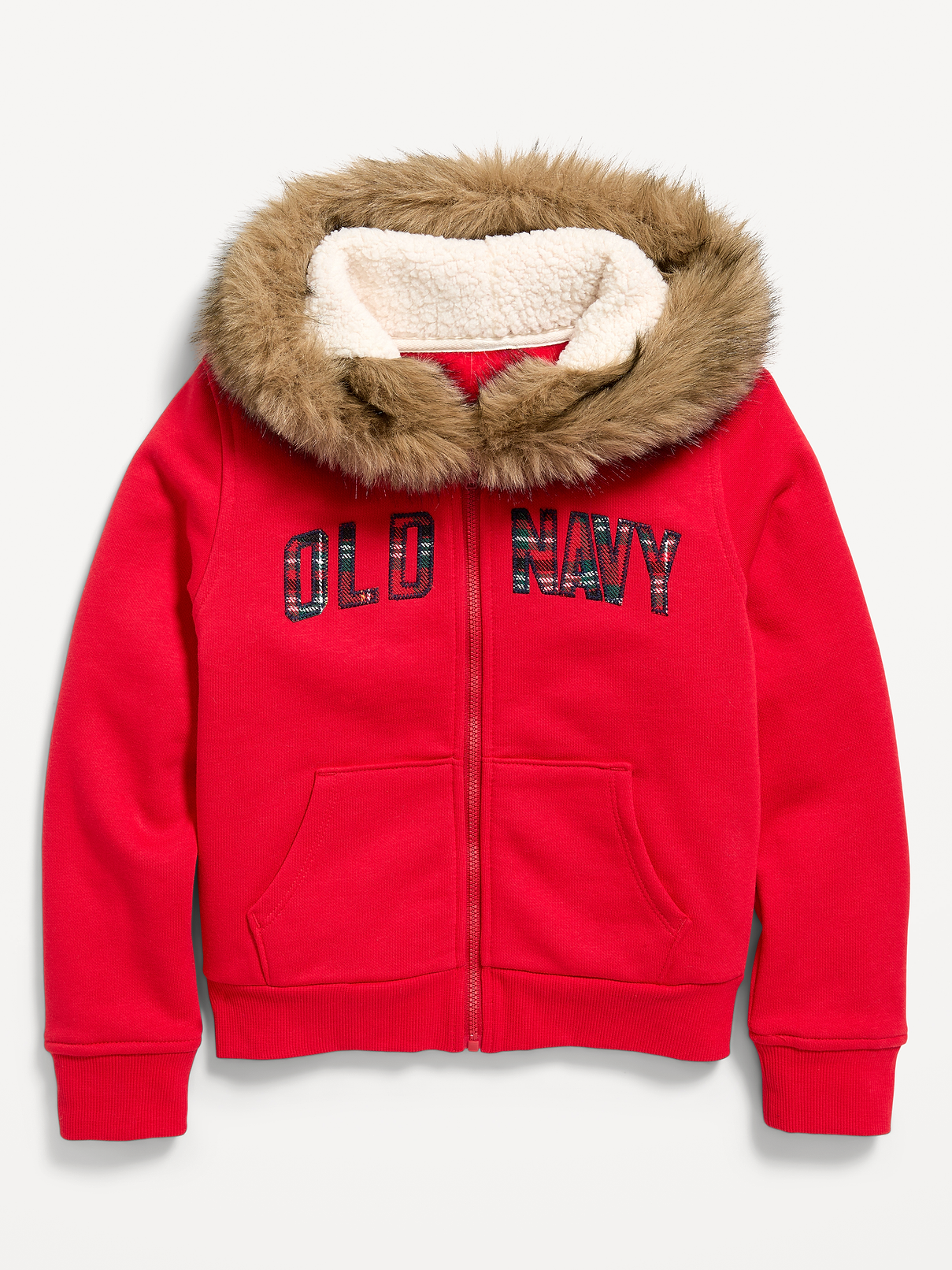Image 3 of 4, Fitted Faux-Fur Logo Graphic Full-Zip Hoodie for Girls