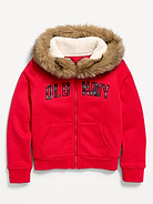 Image 3 of 4, Fitted Faux-Fur Logo Graphic Full-Zip Hoodie for Girls