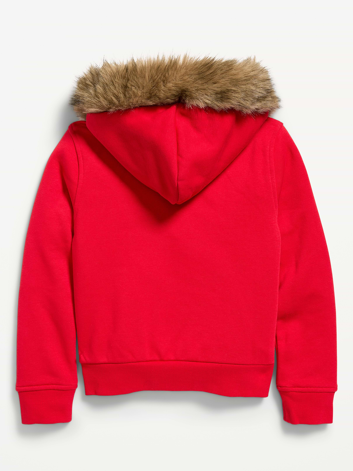 Image 4 of 4, Fitted Faux-Fur Logo Graphic Full-Zip Hoodie for Girls