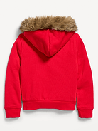 Image 4 of 4, Fitted Faux-Fur Logo Graphic Full-Zip Hoodie for Girls