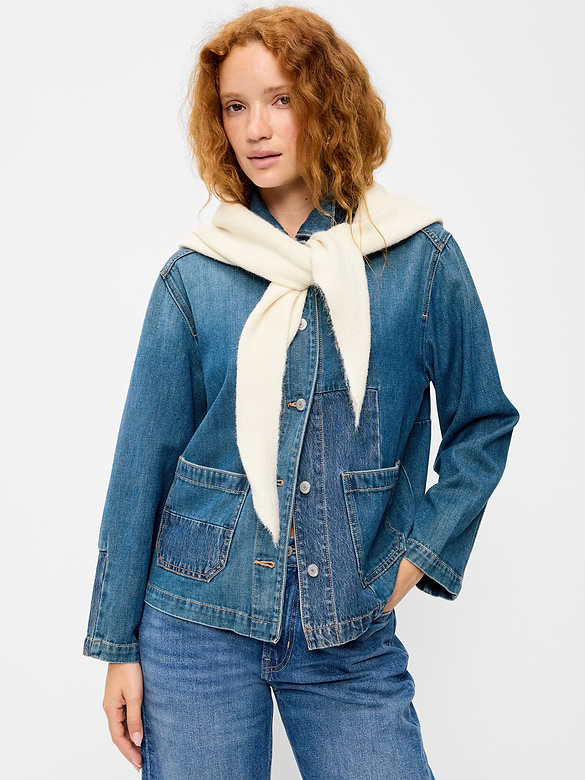 Oversized Rib-Knit Triangle Scarf