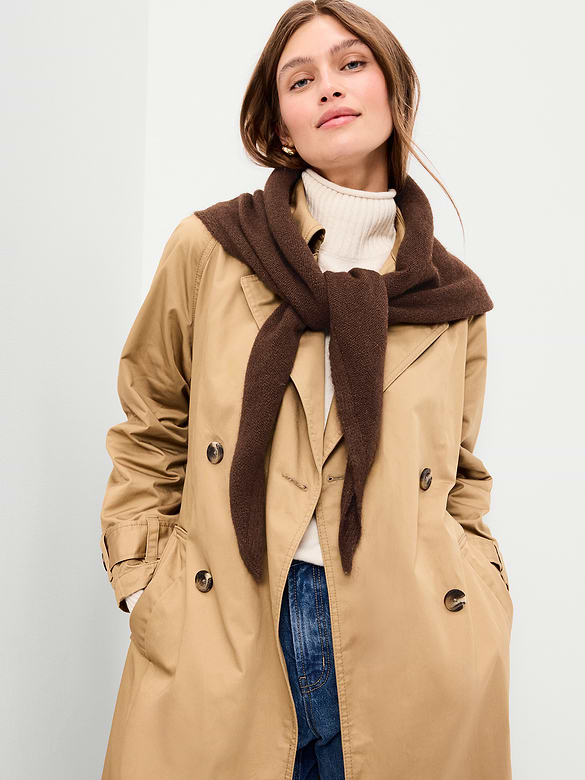 Oversized Rib-Knit Triangle Scarf