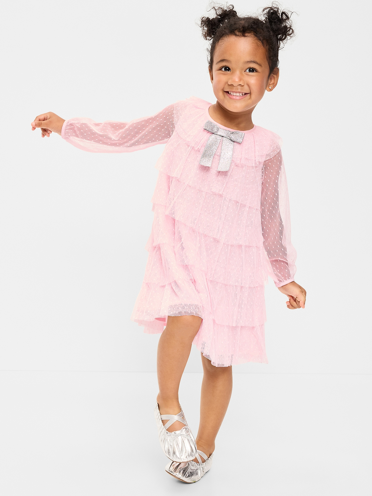 Long-Sleeve Tiered Tulle Dress for Toddler Girls | Old Navy