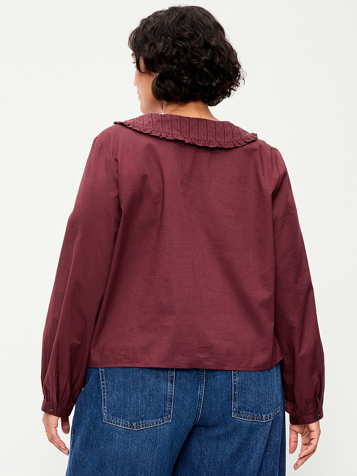 Image 8 de 8, Haut boutonné à col tendance et à manches longues