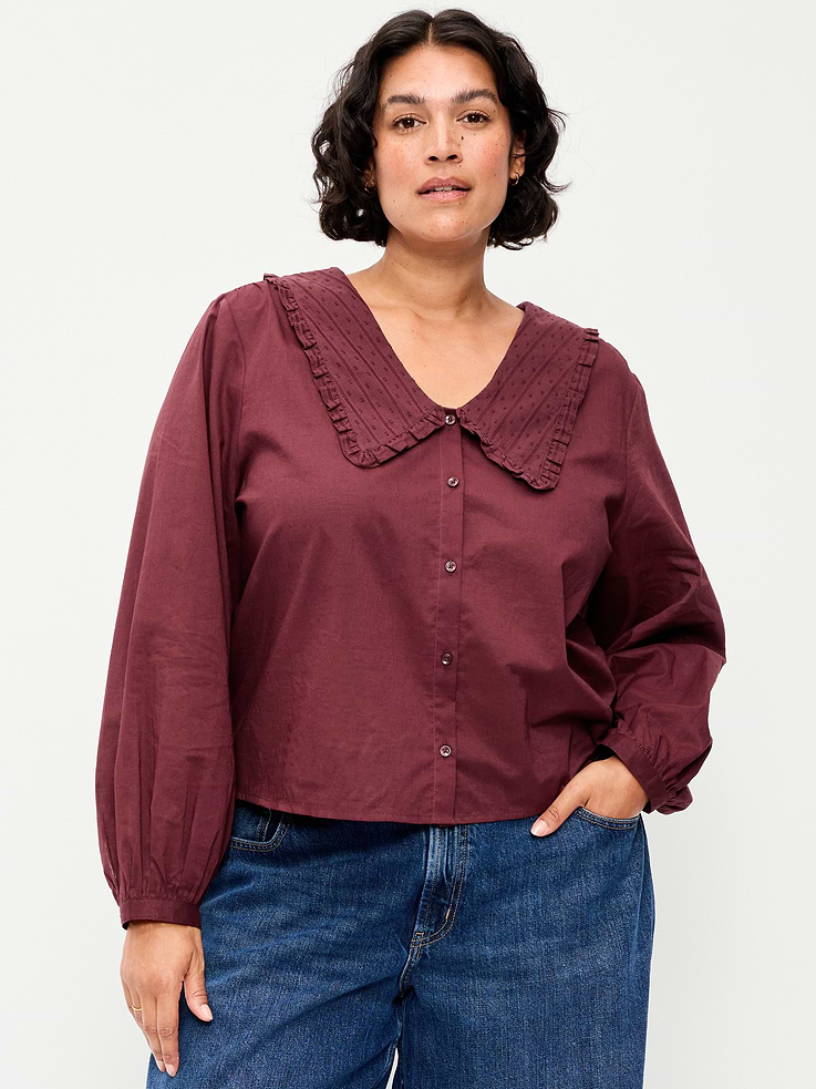 Image 7 de 8, Haut boutonné à col tendance et à manches longues