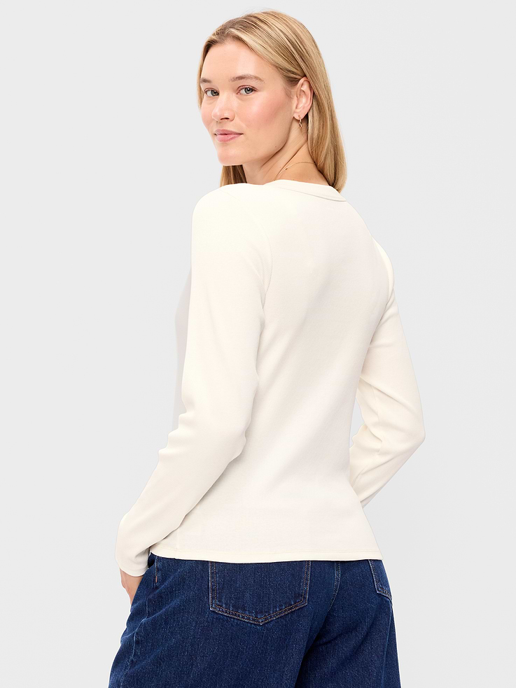 Image 6 of 8, Snug Long-Sleeve Ribbed Henley T-Shirt