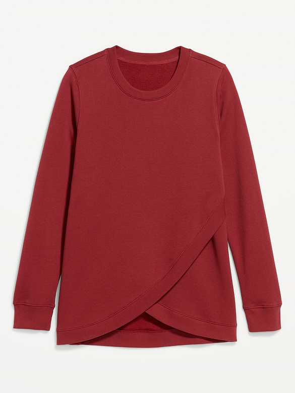 Maternity Fleece Crossover Nursing Tunic Hoodie Sweatshirt